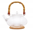 Чайник стеклянный с бамбуковой ручкой 1200 мл.